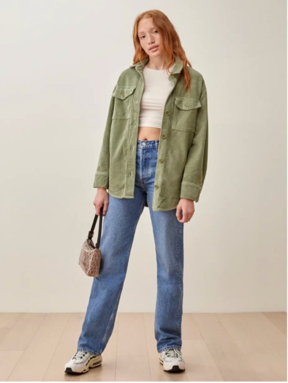 Reformation Jennings Corduroy Jacket Artichoke M